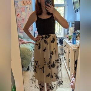 Elegant Black and Cream Butterfly Skirt